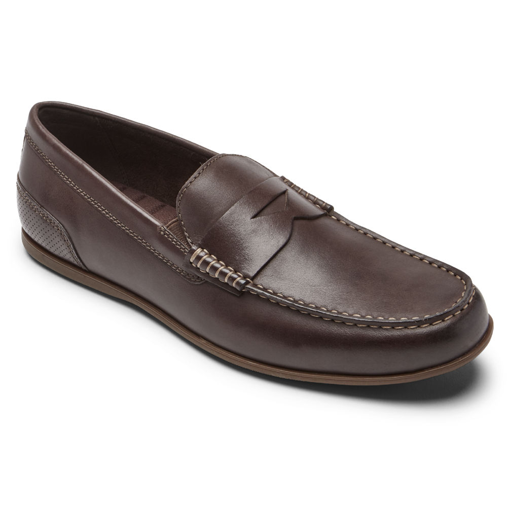 Rockport Singapore Mens Slip-On - Malcom Penny Dark Brown - XN1428759